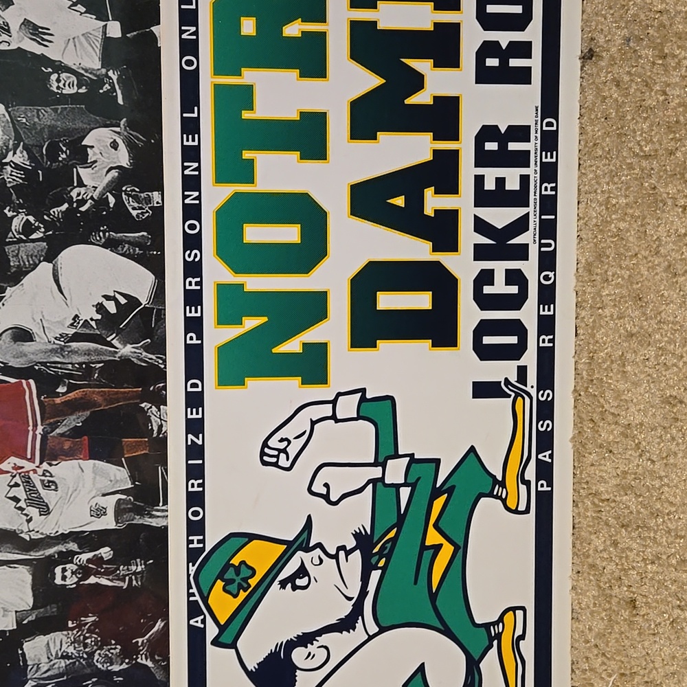 Vintage Notre Dame Locker Room Sign Made In Usa Offically Licensed - Picture 6 of 11
